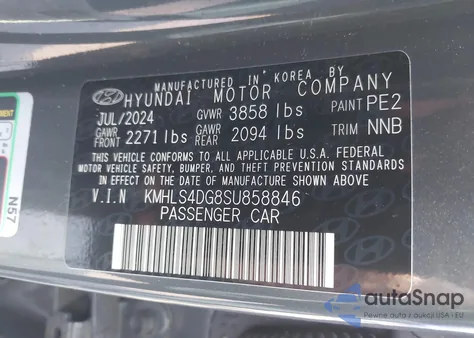 2025 Hyundai Elantra Sel Convenience from USA, damaged, VIN KMHLS4DG8SU858846